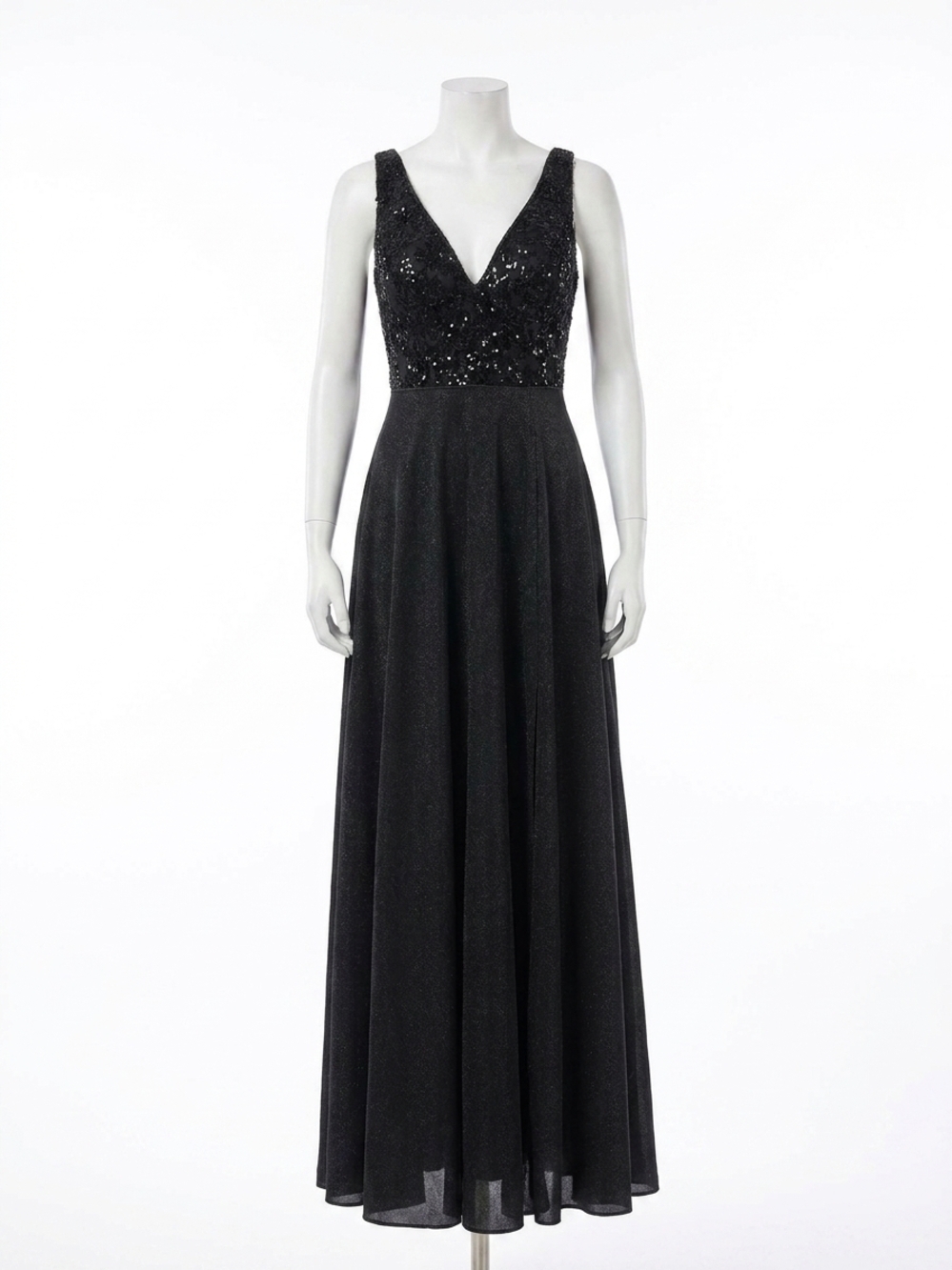 NEW CLARISSE a-line v-neck evening gown in black